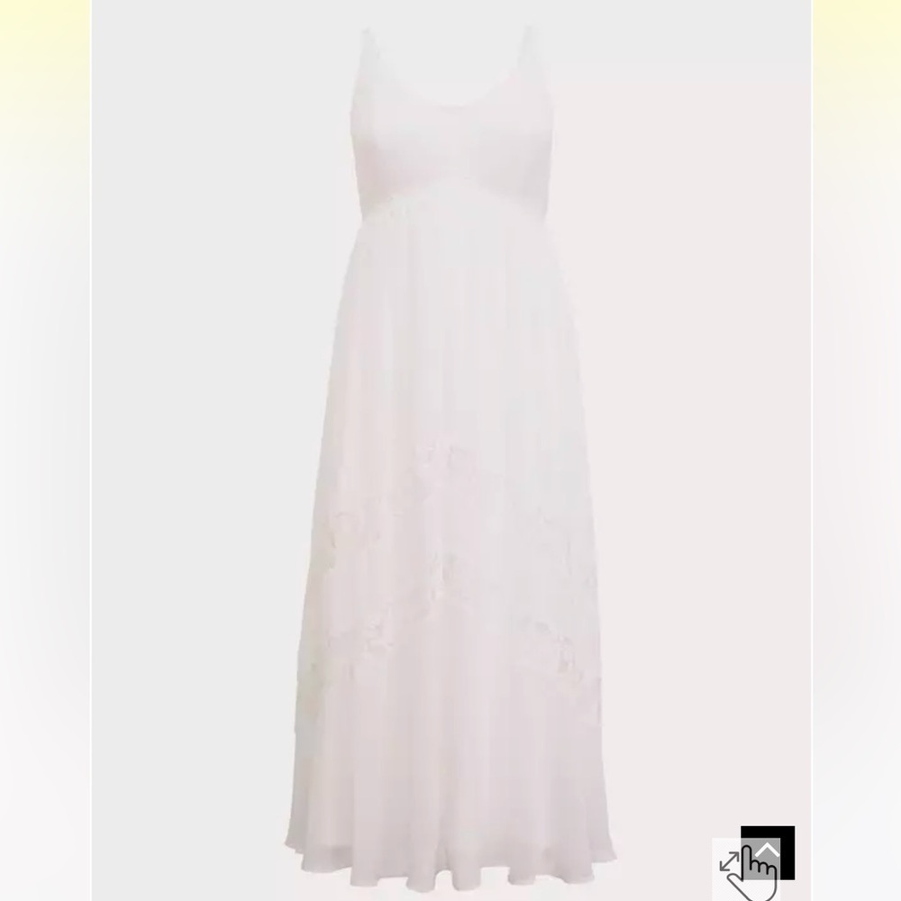 New! Torrid sz 20 Ivory Maxi Chiffon Lace Inset Dress 2X
